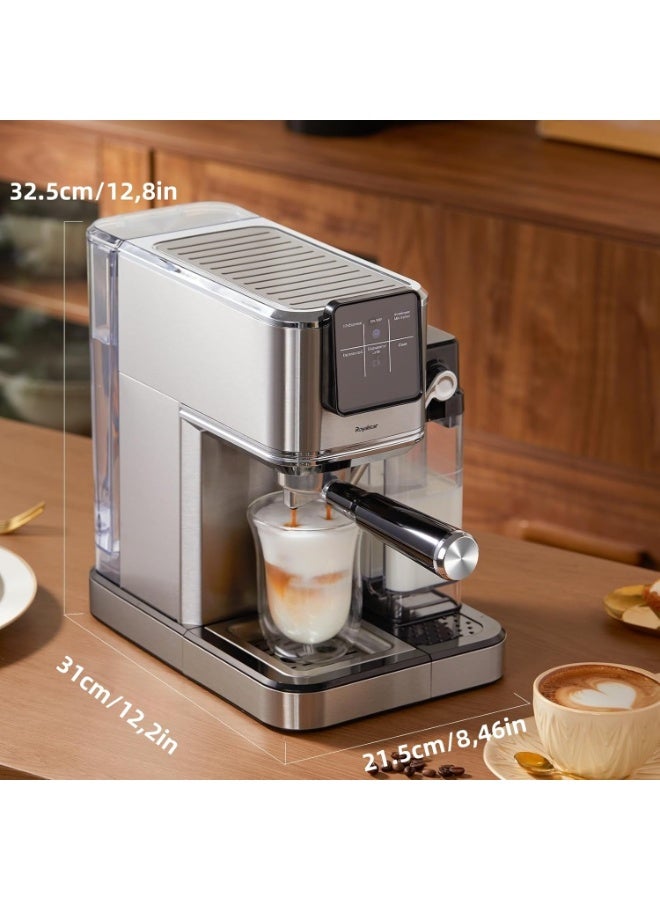 Royalstar Espresso Machine and Coffee Maker,20 Bar Pump Espresso Machine with Milk Frother,Compact Stainless Steel Coffee Machine with Removable Water Tank - Image 3